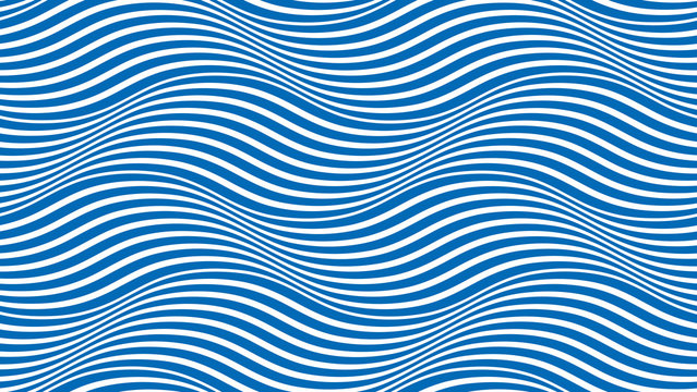Water waves seamless pattern, vector curve lines abstract repeat tiling background, blue colored rhythmic waves.