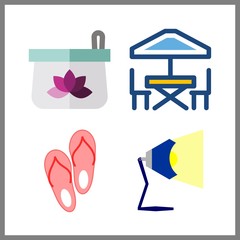 flat icon. sandal and terrace vector icons in flat set. Use this illustration for flat works.