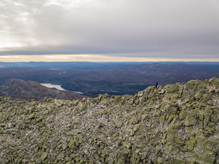 Fototapeta na wymiar Mountain landscapes in Southern Norway in autumn. Gaustatoppen mountain. October 2018