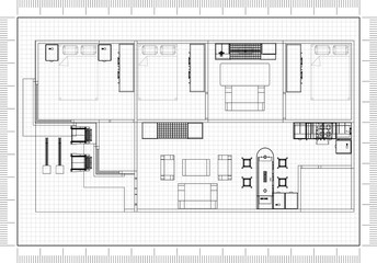 Apartment plan blueprint 