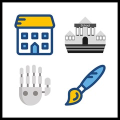 creative icon. mechanical arm and paint brush vector icons in creative set. Use this illustration for creative works.