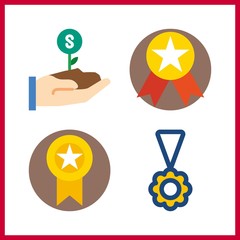 4 challenge icon. Vector illustration challenge set. medal and growth icons for challenge works