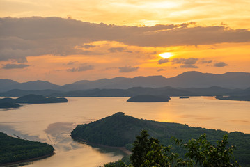 Top view before sun set at Khao Phee or Khao Fa Chi View Point, Ranong, Thailand
