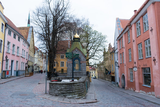 Buildings in the Old town on Pikk street in Tallinn