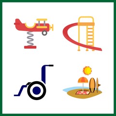 4 sand icon. Vector illustration sand set. buggy and beach icons for sand works