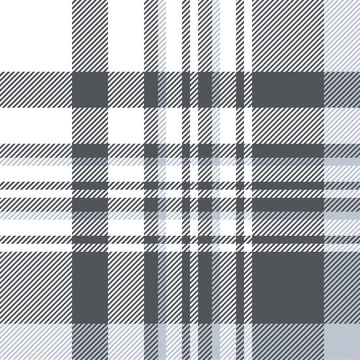 Plaid pattern in slate grey, dusty blue and white. Seamless fabric texture. 