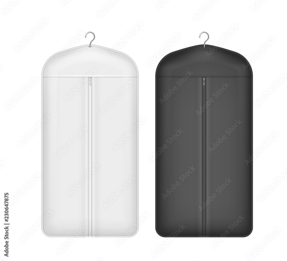 Canvas Prints Realistic Detailed 3d White and Black Blank Storage Clothes Cover Mockup Set. Vector