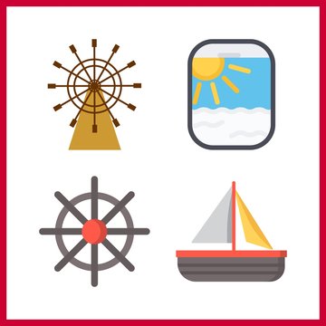 4 sailboat icon. Vector illustration sailboat set. sail boat and boat rule icons for sailboat works
