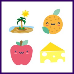 piece icon. island and cheese vector icons in piece set. Use this illustration for piece works.