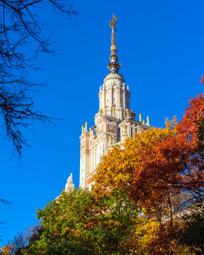 The main building of Lomonosov Moscow State University (MSU) on the Sparrow Hills, a symbol of science and education in Russia