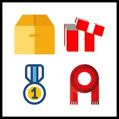 4 ribbon icon. Vector illustration ribbon set. box and gift icons for ribbon works