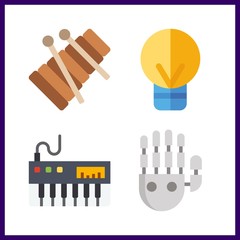 4 creative icon. Vector illustration creative set. xylophone and idea icons for creative works