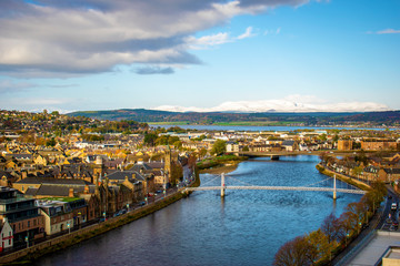 Fototapeta na wymiar Inverness Scotland Landscape with buildings architecture Inverness Travel Scotland Concept in the heart of the highlands 