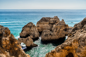 Fototapeta premium Ponta da Piedade rock formations in Lagos. Algarve region of Portugal