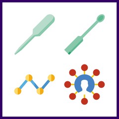 analysis icon. test tubes brush and pipet vector icons in analysis set. Use this illustration for analysis works.