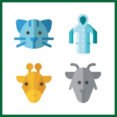 funny icon. cat and giraffe vector icons in funny set. Use this illustration for funny works.