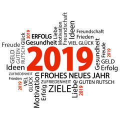 word cloud with new year 2019 greetings