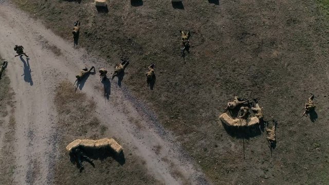 Reconstruction Of Military Scene Period 1943 Year WW2 In Ukraine. Aerial Scene, 4k
