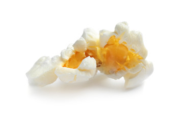 Fototapeta na wymiar Delicious salty popcorn on white background