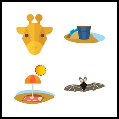 tropical icon. giraffe and beach vector icons in tropical set. Use this illustration for tropical works.