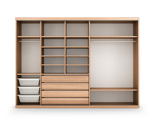 Obraz na płótnie Canvas closet with open doors isolated on white background. 3d illustration