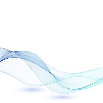 Wave with shadow.Abstract blue lines on a white background. Line art. Vector illustration. Colorful shiny wave with lines created using blend tool. Curved wavy line,smooth stripe.Design element. © Kateryna