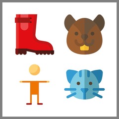 4 funny icon. Vector illustration funny set. cat and squirrel icons for funny works