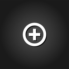 Obraz premium Medical cross icon flat. Simple White pictogram on black background with shadow. Vector illustration symbol