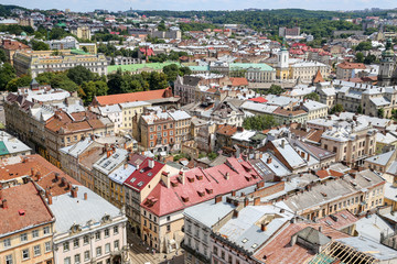 Fototapeta na wymiar Aerial view of Lviv, Ukraine