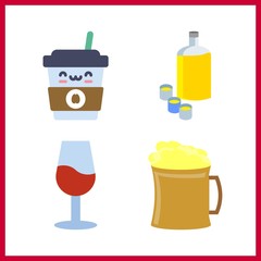 4 beverage icon. Vector illustration beverage set. wine glass and beer icons for beverage works
