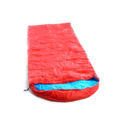 Sleeping bag on white background. Camping equipment