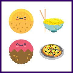 4 tasty icon. Vector illustration tasty set. melon and spaghetti icons for tasty works