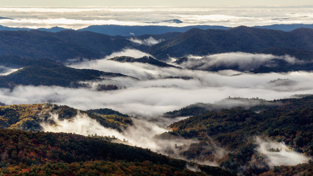 Autumn fog from the Blue Ridge Parkway