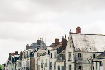 Picture of a street in old french town Amboise with traditional architecture