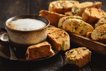 Homemade pistachio and cranberry biscotti.