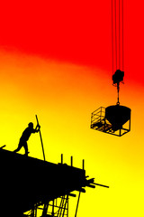 Naklejka premium Engineers are consulting before ordering construction work on site. Construction teams are working in heavy industries, ground and safety concepts.