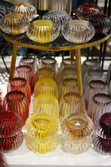 glass colorful candelsticks with electric candels