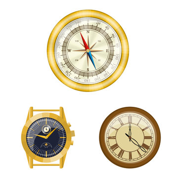 Vector design of clock and time sign. Collection of clock and circle stock vector illustration.
