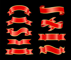 Ribbons Curved Banner Set Vector Illustration