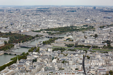 Urban view of Paris in France from Eiffel Tower