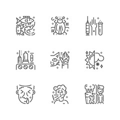 Simple set of allergy icons. Premium medicine symbol collection. Vector illustration. Line allergic pictogram pack.