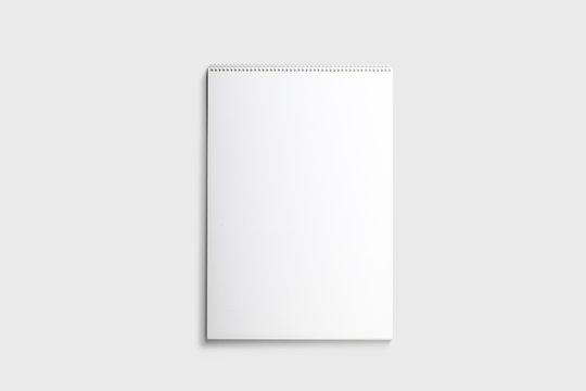 White sketch book Mock-up isolated on soft gray background .Sketch book blank page. 3d rendering.