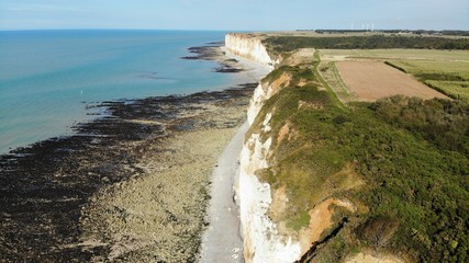 vue érienne, Grande Dalle, Plage de Normandie, France © alexandra