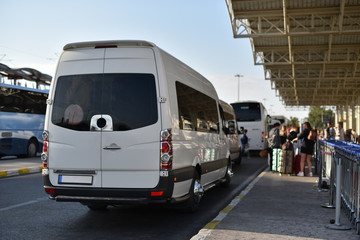 Fototapeta na wymiar minibus travel transfer service in airport