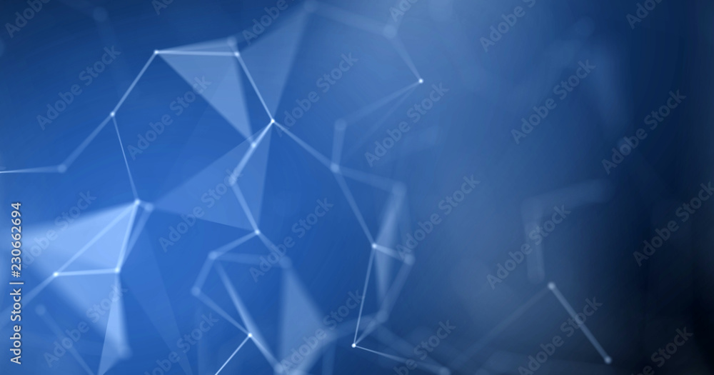 Aufkleber Plexus abstract background. Geometric polygon plexus wireframe with blue light effect
