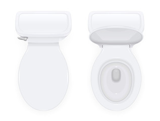 Toilet bowl with open and closed cover for water closet. Top - 230662855