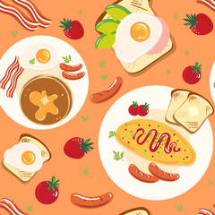 Vector seamless pattern of Breakfast Illustrations