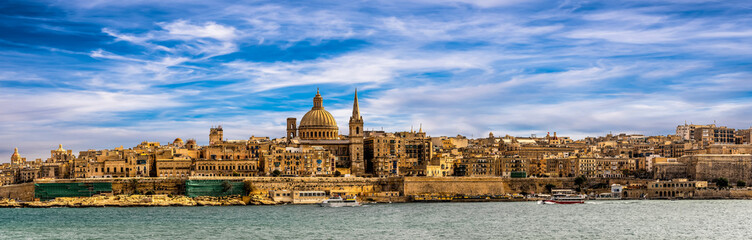 Panorama skyline Valletta Malta - obrazy, fototapety, plakaty