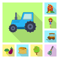 Obraz na płótnie Canvas Vector illustration of farm and agriculture sign. Collection of farm and plant stock vector illustration.