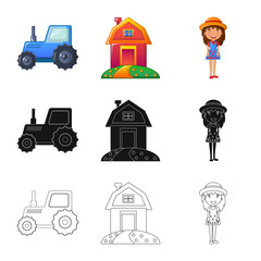 Naklejka premium Vector illustration of farm and agriculture logo. Set of farm and plant stock vector illustration.